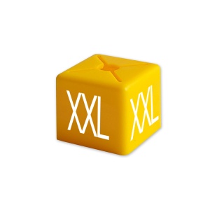 Rozmiarówka wieszakowa kubiczna XS-XXL, SALE (200szt.): XXL żółty